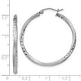thumbnail image 2 of 925 Sterling Silver Hollow tube Hinged post Polished and satin Satin and Sparkle Cut Twist Hoop Earrings Measures 37x35m, 2 of 2