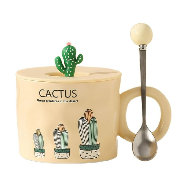 Taza de café Taza de café de Dibujos Animados Taza de , Tapa a Prueba de Polvo Taza de cerámica de Boca Ancha para Latte Espresso Café Jugo Estilo C