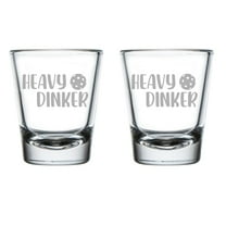 Set of 2 Shot Glasses 1.75oz Shot Glass Gift Heavy Dinker Funny Pickleball