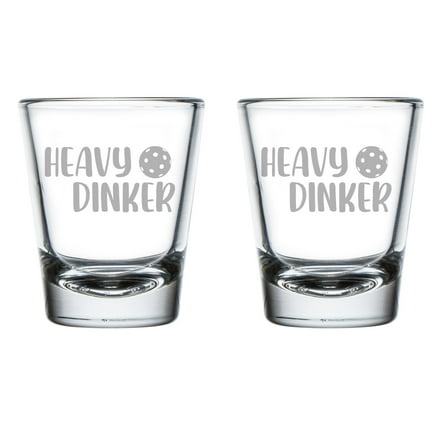 Set of 2 Shot Glasses 1.75oz Shot Glass Gift Heavy Dinker Funny Pickleball