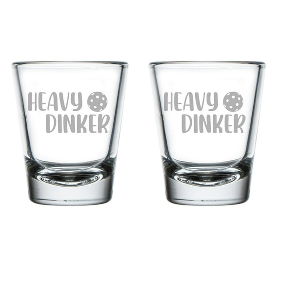 Set of 2 Shot Glasses 1.75oz Shot Glass Gift Heavy Dinker Funny Pickleball
