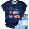 thumbnail image 1 of LUOGENLI T-shirts pour Femmes T-shirts Décontractés Graphiques à Lettres Col Rond Manches Courtes T-shirts Hauts T-shirts pour Femmes Vêtements d'Été Graphiques Bleu Foncé L, 1 of 2