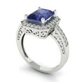 thumbnail image 2 of Halo Engagement Ring for Women - 2.78ct Simulated Tanzanite in 18K White Gold Promise Ring, 2 of 6