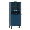 thumbnail image 6 of 63 Inch Tall Storage Cabinet with 2 Glass Display Door and 2 Wood Door, Modern Cabinet with Storage Shelves for Dining Room, Living Room, Bathroom, Office, Blue, 6 of 7
