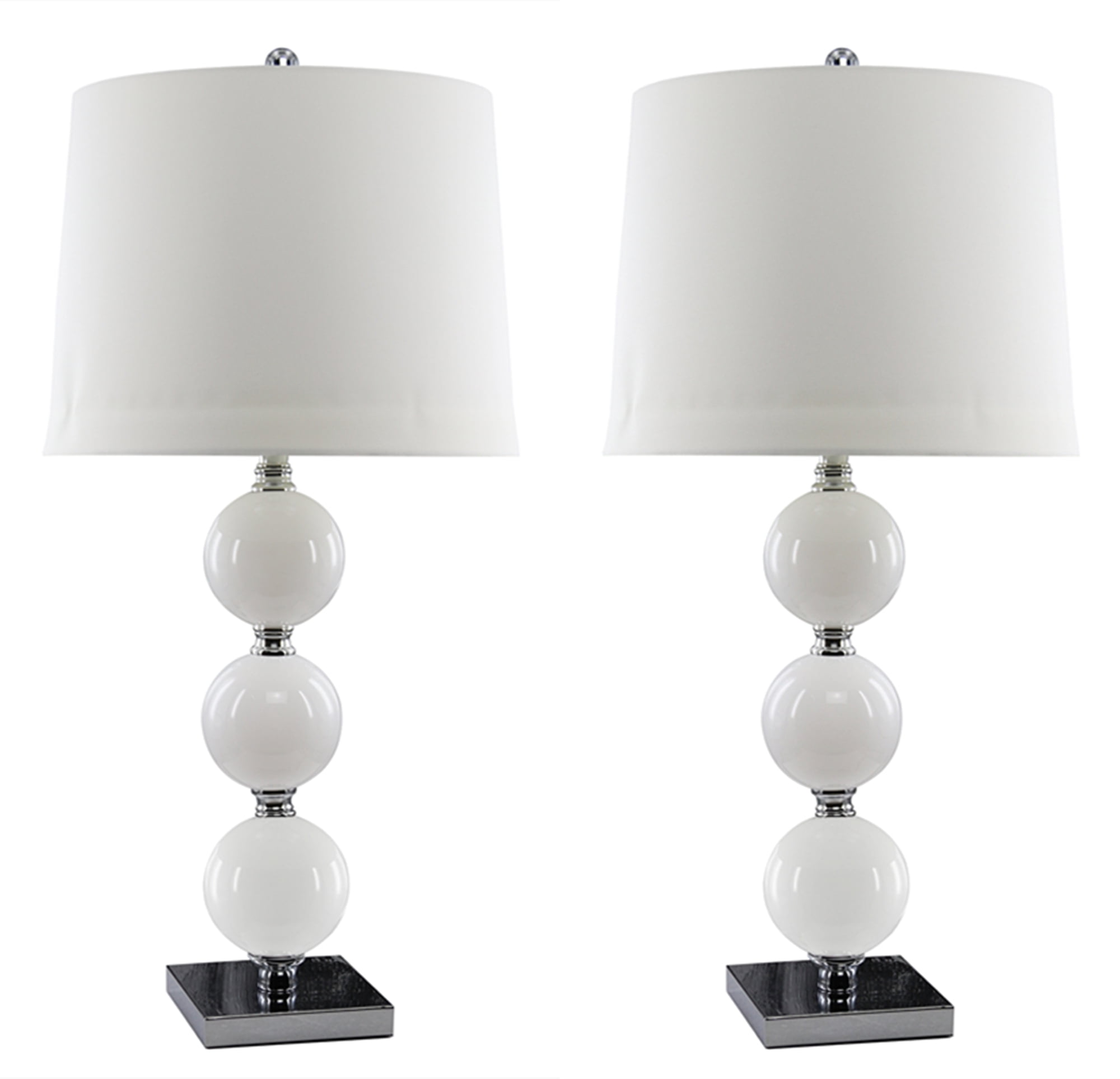 Abble Modern 2pcs Crystal Table Lamps Set with Beige Lamp Shade for Living Room and Bedroom