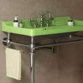 thumbnail image 4 of 36 Inch Wall Mounted Bathroom Console Sink with Green Ceramic Basin, Stainless Steel Support Legs, Towel Bar and 3 Faucet Holes in Chrome Finish for Space Saving Designs, 4 of 5