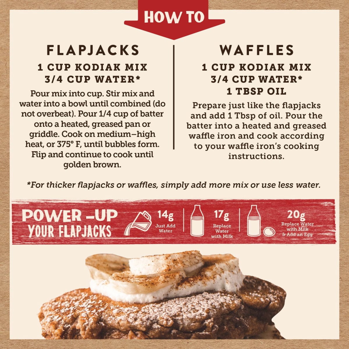Kodiak Protein-Packed Power Cakes Cinnamon Oat Pancake and Waffle Mix, 20 oz Box