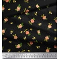 thumbnail image 2 of Soimoi Black Poly Georgette Fabric Leaves & Grandiflora Roses Floral Decor Fabric Printed Yard 52 Inch Wide, 2 of 5