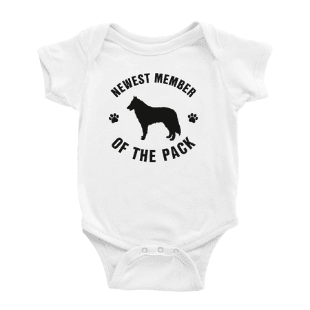 

Newest Member of The Pack Belgian Sheepdog Dog Cute Baby Jumpsuits