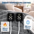 thumbnail image 2 of GARVEE Heated Electric Blanket, King 90"x100", Gray, Dual Control, Fast Heating, 10 Heat Levels, 10-Hour Auto-Off, 3D Jacquard Checkered Flannel Sherpa, 2 of 8