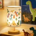 thumbnail image 1 of Lámpara de mesa infantil GFTDNS con diseño de dinosaurio, USB, regulable y base de madera, 1 of 7