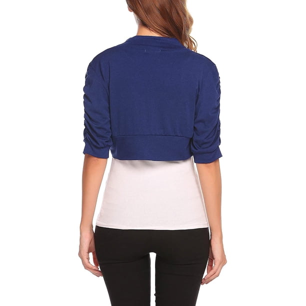 Womens Short Sleeve Bolero Shrug Cropped Cardigan Open Front