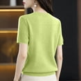 thumbnail image 3 of Dwellite Womens Short Sleeve Sweaters Knitted Round Neck Sweater Shirts Business Casual Work Tops 2026 Summer Solid Clothes Green 2XL, 3 of 5