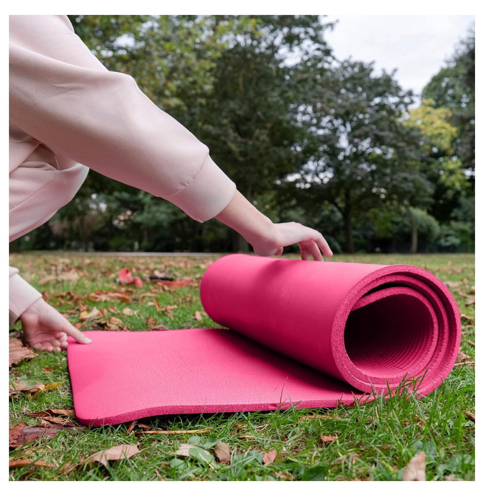 Yoga Mat 1 Inch Thick - Non Slip Exercise Mat with Strap - Extra Large 71x24in Pilates Mat for Women Men - Pink High Density Workout Mat for Floor