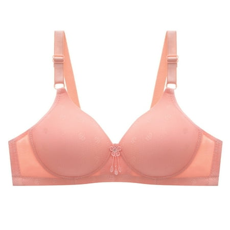 YHGFVOKJ Bras for Women Comfortable Sexy New Jacquard Gathering Cotton Comfort Foam Underwear Thin Large No Steel Ring Bra Strapless Bras for Women Red 42