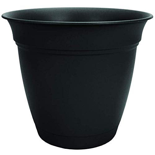 Eclipse Round Plastic Planter Black, Large Round Plastic Pots For Plants