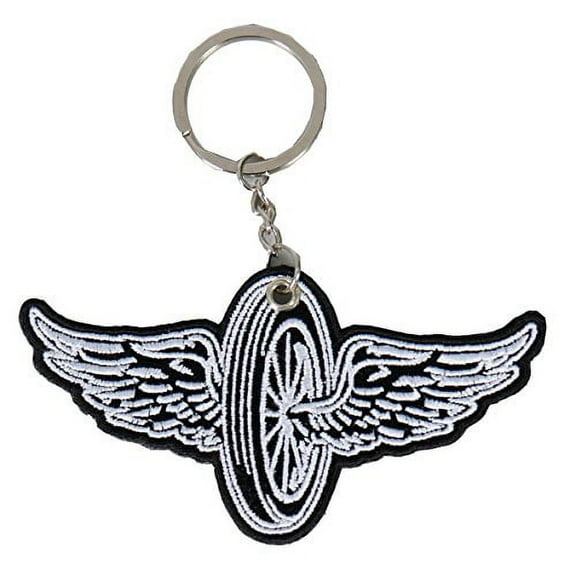 Hot Leathers Double Sided Key Chains, FLYING WHEEL - High Quality Embroidered PATCH KEYCHAIN - 4" x 2"