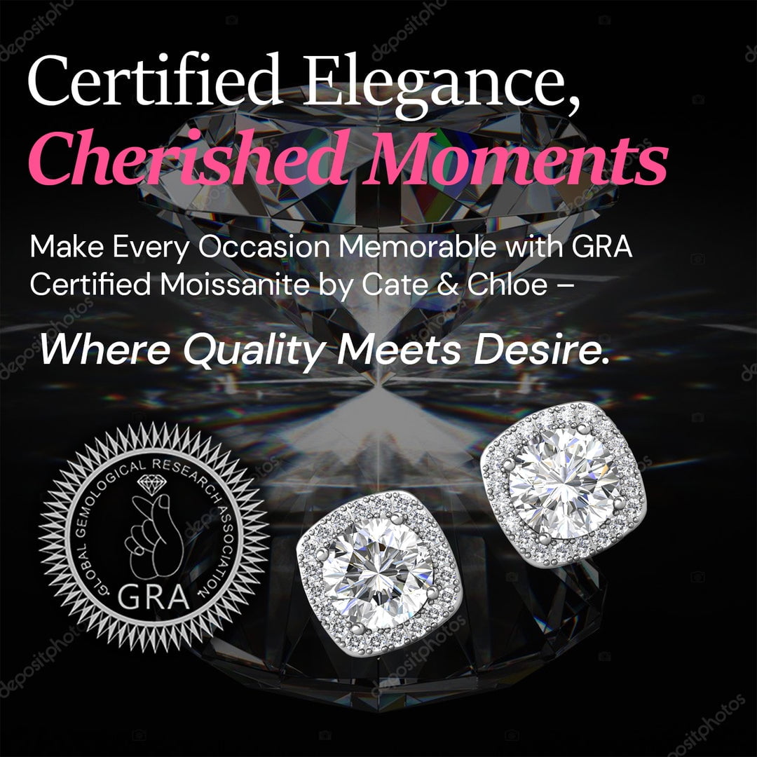 Moissanite by Cate & Chloe Hannah 925 Sterling Silver Stud Earrings 1.0TCW for Women, Gift for Her