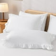 thumbnail image 5 of JOLUSERE White Ruffled Comforter Set Queen 3PCS Vintage Shabby Chic Bedding Soft Comforter Set All Season, 5 of 10