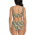 thumbnail image 3 of Kdxio Sicilian Style Print Women's 2 Piece High Waisted Wrap Spaghetti Strap Summer Swimsuit Bikini Set-Medium, 3 of 7