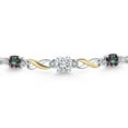 thumbnail image 3 of Gem Stone King 925 Silver and 10K Yellow Gold White Moissanite and Green Mystic Topaz and White Lab Grown Diamond Bracelet for Women | 3.29 Cttw | Gemstone | Asscher Cut 6MM | Fully Adjustable 9 inch, 3 of 5