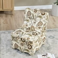thumbnail image 2 of LUCKHAO  Retro Single Chair with Flower Pattern and Wave-Shape Edge, Flannel Upholstered Armless Sofa Chair with Seat Cushion and Pillow for Living Room, Bedroomc, 2 of 9