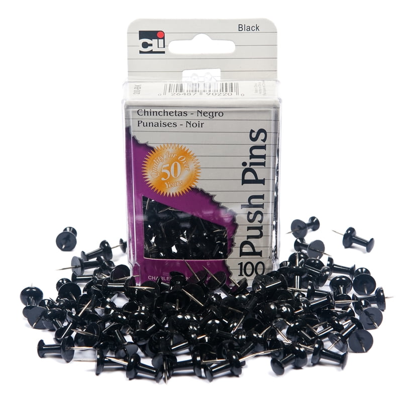 PINS PUSH BLACK 100/BX