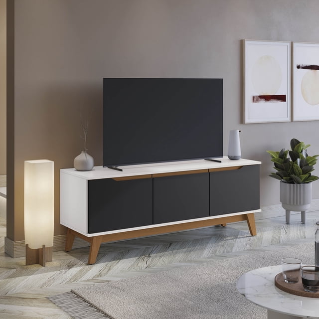 Mueble TV 55" Kappesberg 136cm con 3 Puertas Blanco/Negro