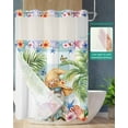 thumbnail image 2 of No Hook Shower Curtain with Snap-in Liner, Palm Tree Waterproof Fabric Bathroom Curtains, Butterfly Gnomes Coastal Starfish Shell Plaid Bath Curtains & Mesh Top Window 72"x96" Extra Long, 2 of 6