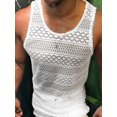 thumbnail image 6 of Men See Through Vest Crewneck Sleeveless Tank Tops Shirts White XL, 6 of 7