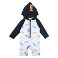 thumbnail image 2 of Odeerbi 1-7 Years Toddler Boys Long Sleeve Hooded Rash Guard Swimsuits Summer Beach One Piece Athletic Training Swimsuit Beachwear Cute Print Sunscreen Seaside Surfing Swimwear, 2 of 9