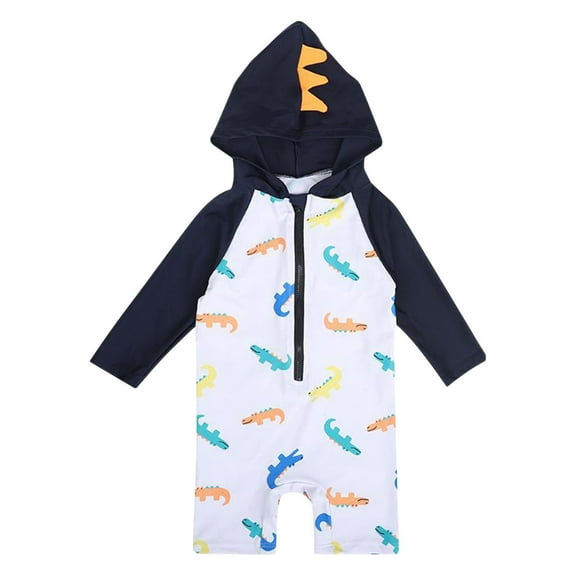Agkizg Toddler Girls Swimsuits,One-Piece Rashguard Bathing Suit for Kids,Toddler Kids Boys Fashion Cute Print Long Sleeve Sunscreen Seaside Surfing Hooded Swimsuit