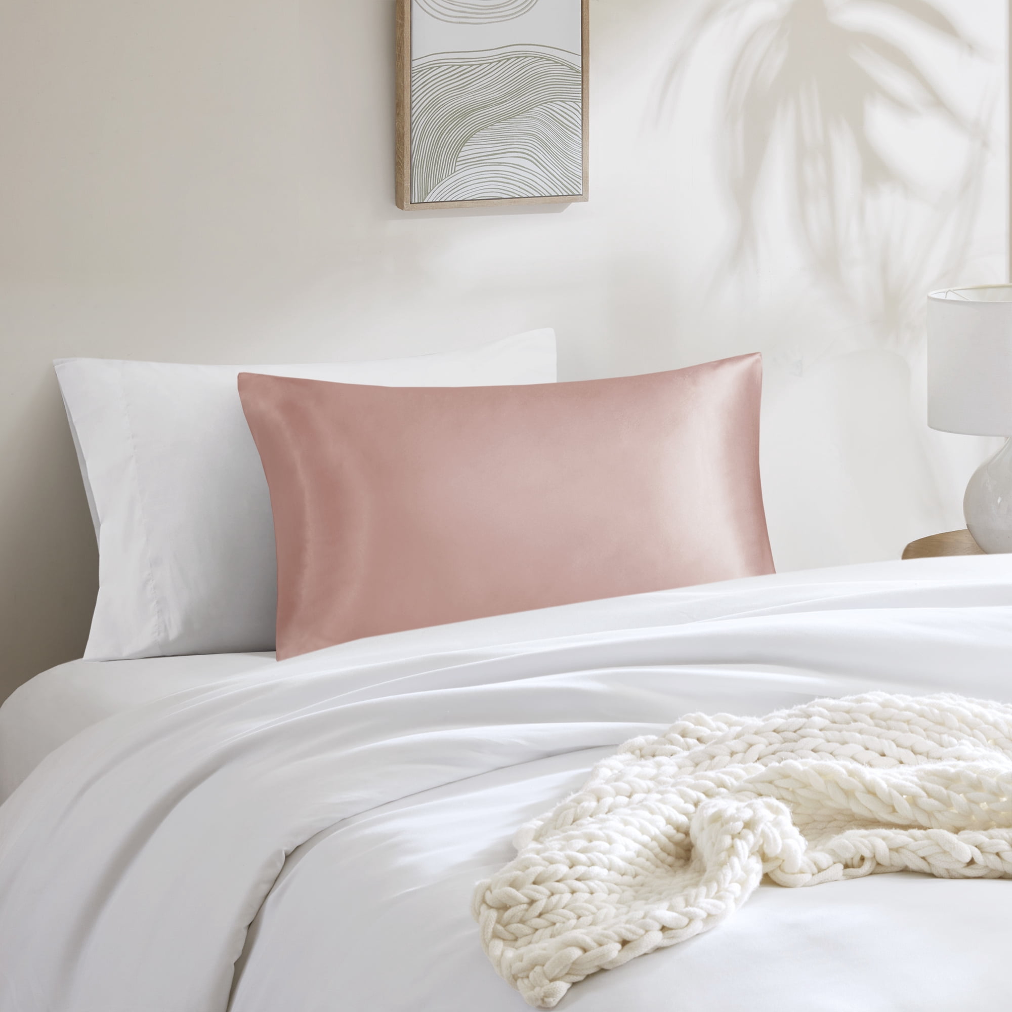 Mainstays Satin Pillowcase – Standard – Blush Pink – Frizz Control & Cooling Comfort – 1 Pack