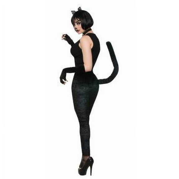 BLK CAT-VELVET LEGGINGS W/TAIL