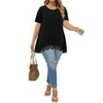 thumbnail image 5 of WellSize Women Plus Size Tops Casual Lace Tunic Blouse Summer Crew Neck Short Sleeve Shirts, 5 of 8