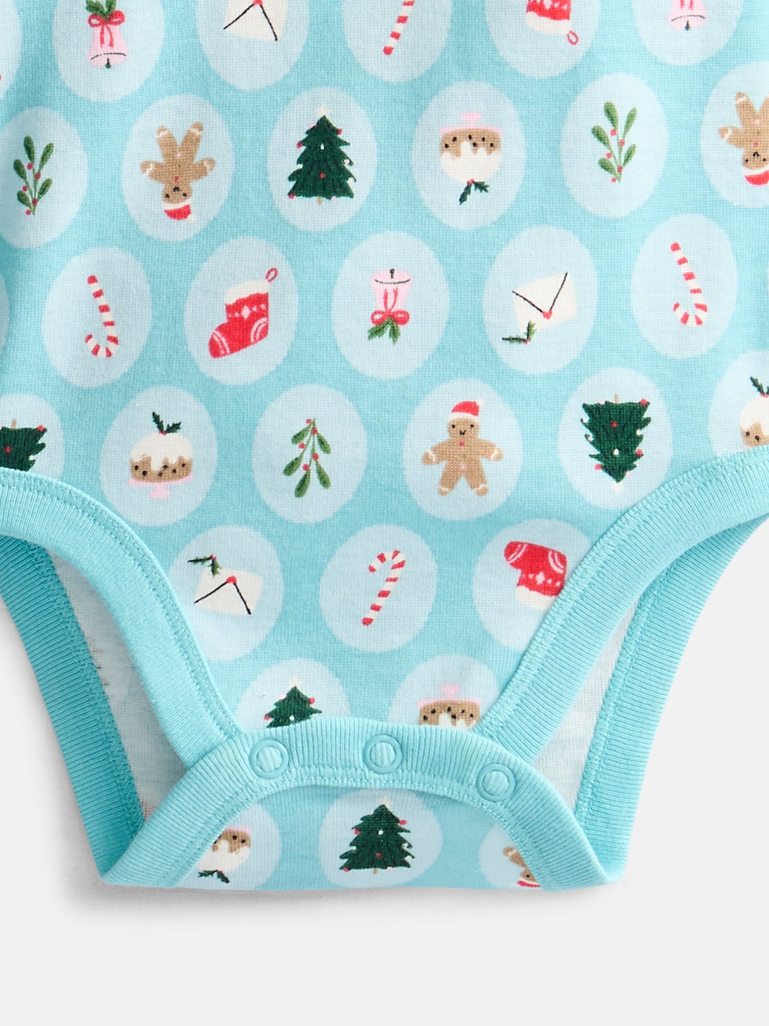 Wonder Nation Baby Girls’ Cotton Christmas Print Bodysuit with Long Sleeves, Sizes 0M-24M