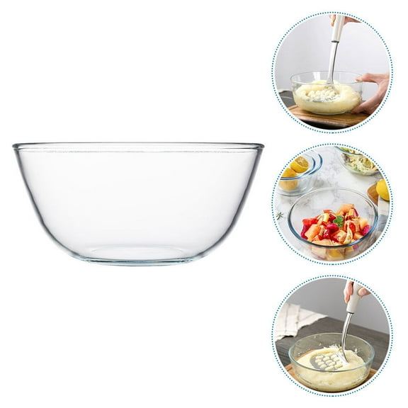 Omeite Japanese style pressed mashed potato bowl glass bowl transparent kitchen restaurant salad bowl glass bowl (1600ml naked)