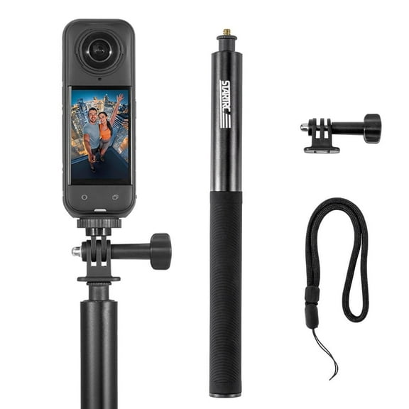 10.8" - 52" Extendable Action Camera invisible Selfie Stick Compatible with Insta360/GoPro/DJI OSMO and other action cameras, Sports Cameras Selfie Stick Pole with a 1/4" threaded