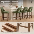 thumbnail image 4 of PORKISS 26" Bar Stools Set of 2, Upholstered Kitchen Island Stools with Hollow Back, Mid-Century Counter Stools with Wood Legs Footrest, Green, 4 of 7