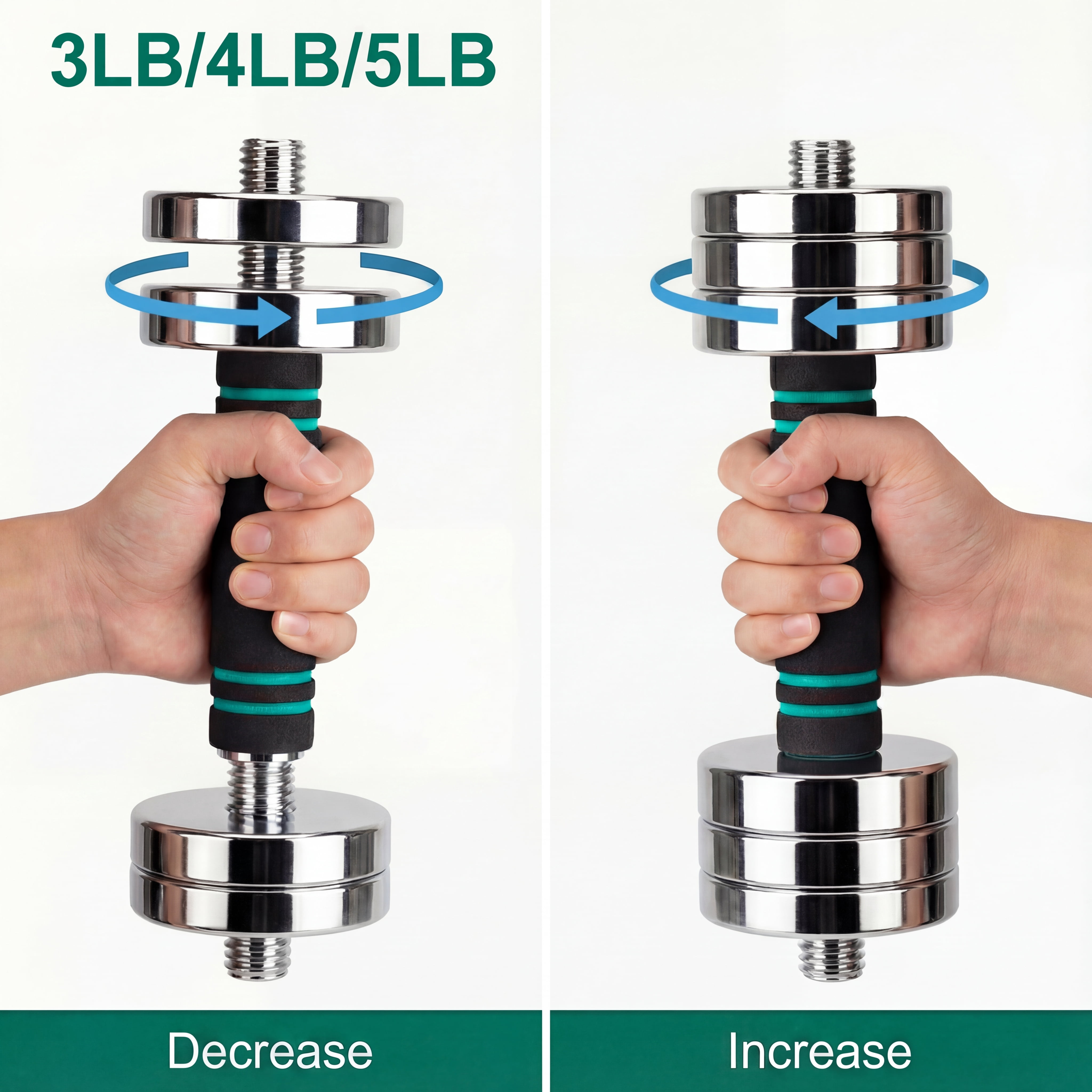 LIFERUN Single Steel Adjustable Dumbbell, 5/10/15lb Free Weight Single Dumbbell, Non-Slip and Comfortable Foam Handle, for Home Gym Office Exercise