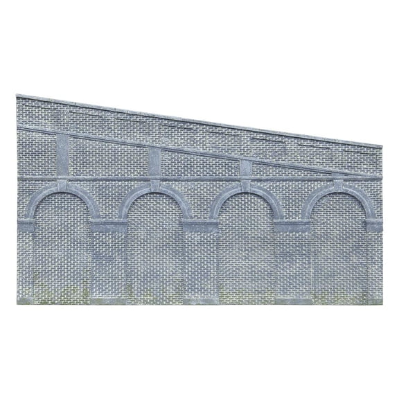 Hornby High Stepped Arched Retaining Walls x 2 (Engineers Blue Brick)