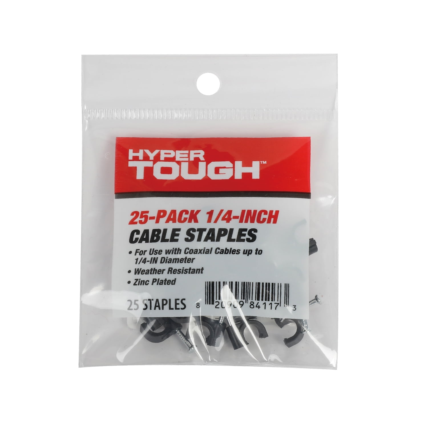 Hyper Tough 25-Pack Coax Cable Staples Black