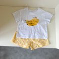 thumbnail image 1 of Conjuntos de camisetas de algodón para niños de 1 a 10 años, camiseta con patrones de frutas y pantalones cortos a cuadros, traje para niños y niñas, ropa de casa para niños, 1 of 6