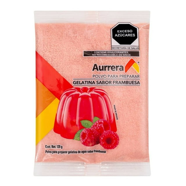 Polvo para preparar gelatina Aurrera frambuesa 120 g