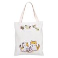 thumbnail image 1 of Cat Canvas Tote Bag Zip Closure Two Inner Pockets Reusable Grocery Bag Cat Lover Gifts for Women, 1 of 4