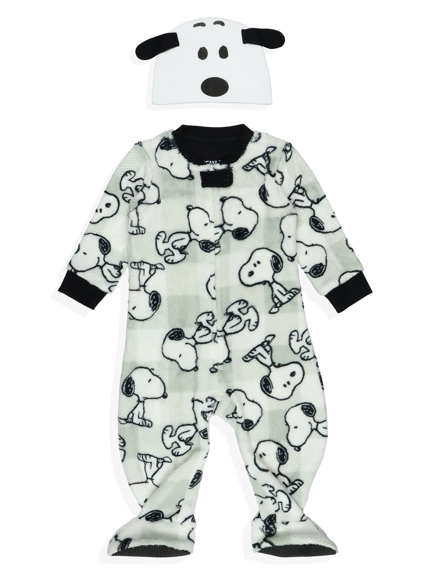 Peanuts Unisex Baby Matching Family Pajamas Snoopy Union Suit with Hat Set, 2 Piece, Sizes 9M-18M