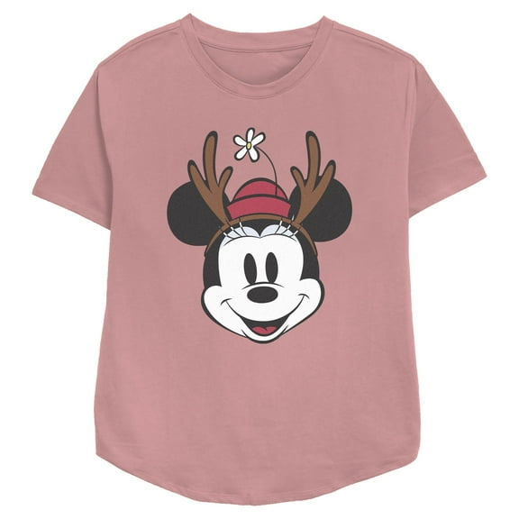 Womens Minnie Mouse Christmas Reindeer Antlers T Shirt