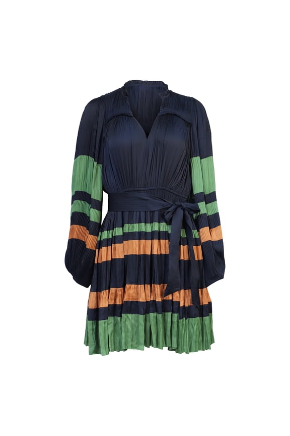 Alia Pleated Mini Dress in Multicolor Polyester