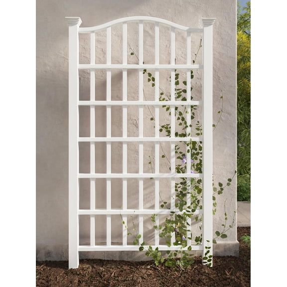 Vita 54" x 96" Classic Grande Vinyl Trellis, White, VA68200