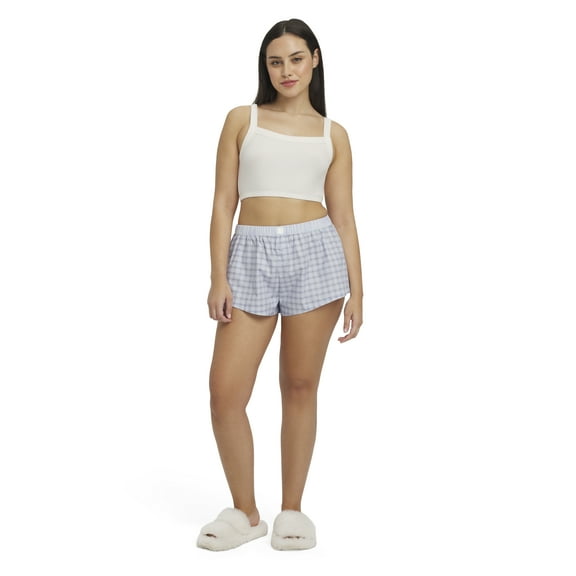 Mills by Millie Bobby Brown Women's Sleep Rib Bralette and Poplin Boxer Pajama set, Sizes XS-XXXL